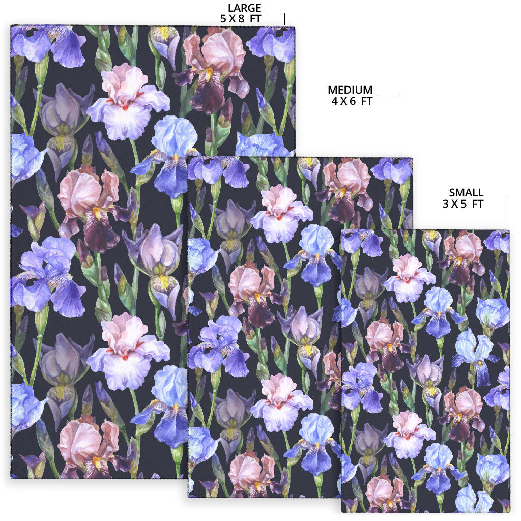 Iris Pattern Print Design IR04 Area Rugs