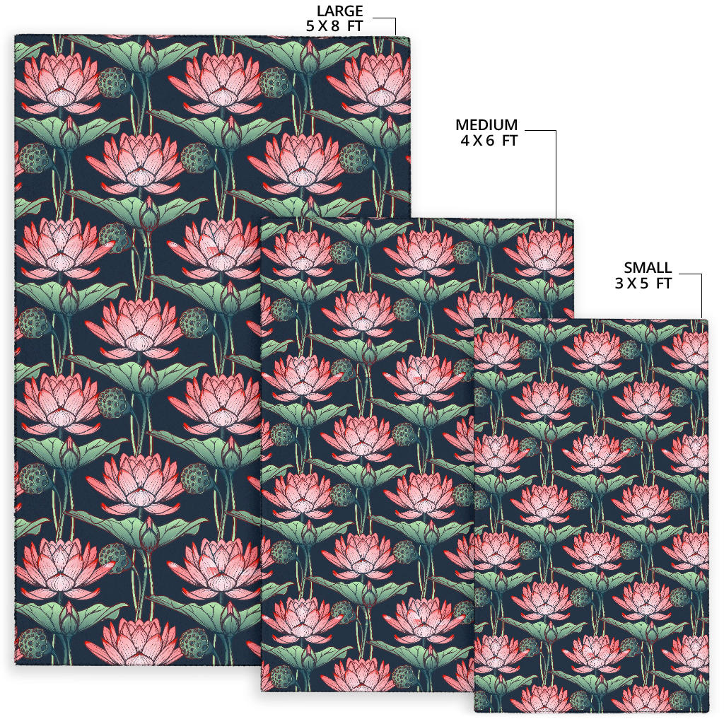 Water Lily Pattern Print Design WL03 Area Rugs