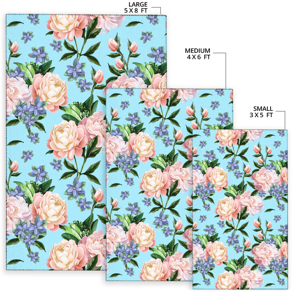 Peony Pattern Print Design PE02 Area Rugs