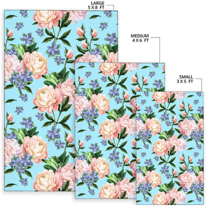 Peony Pattern Print Design PE02 Area Rugs