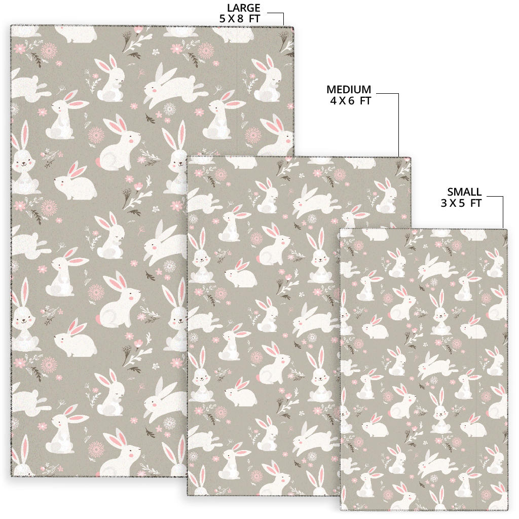 Rabbit Pattern Print Design RB03 Area Rugs