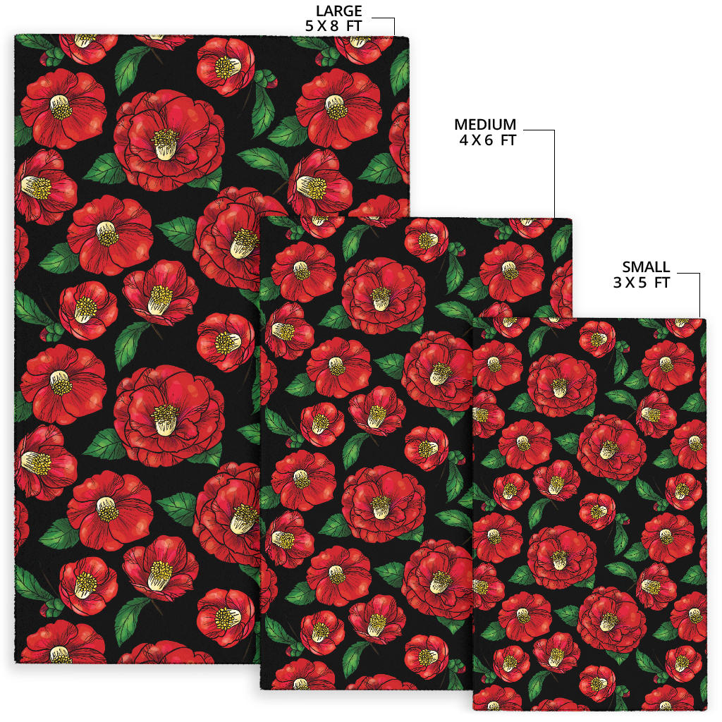 Camellia Pattern Print Design CM07 Area Rugs