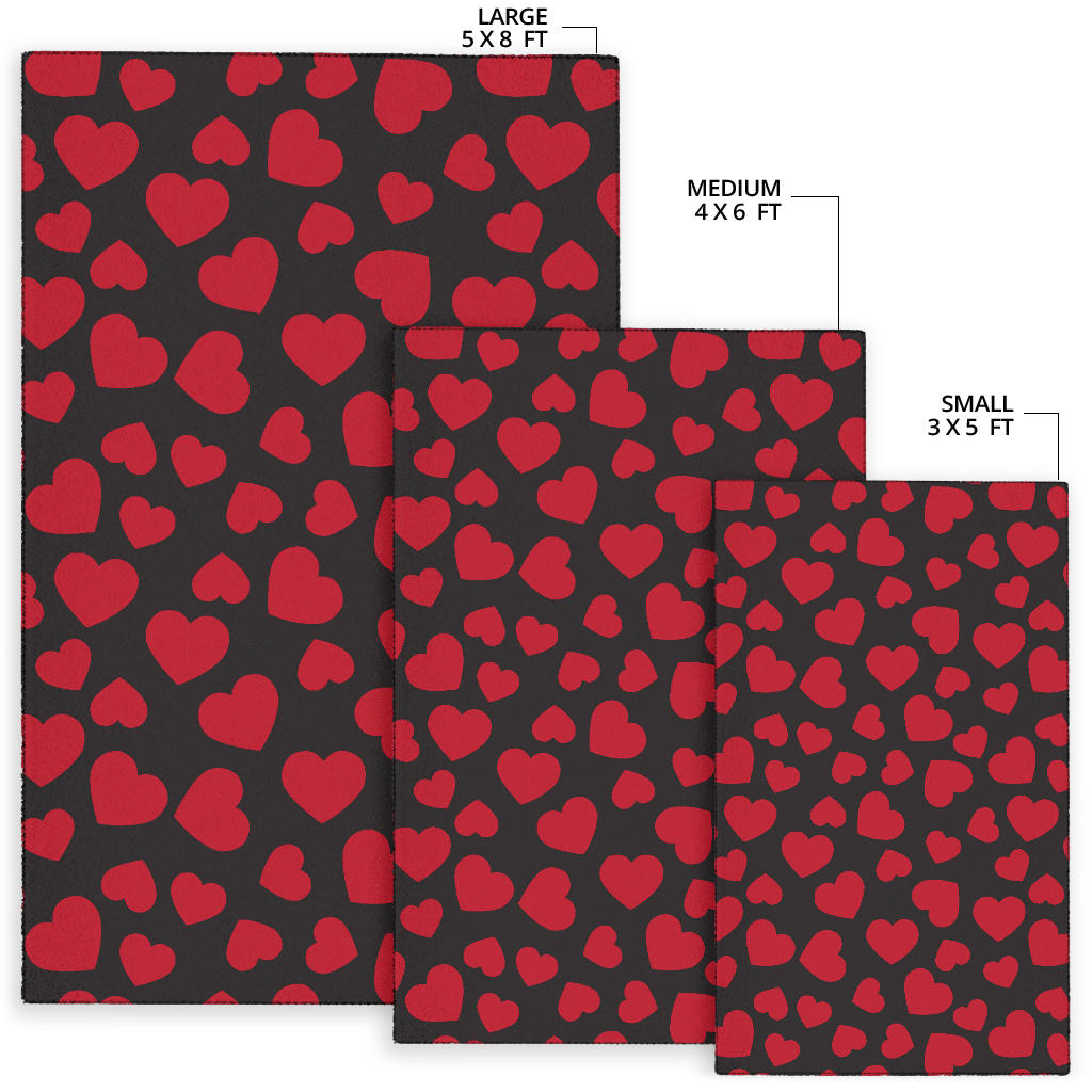 Heart Red Pattern Print Design HE01 Area Rugs