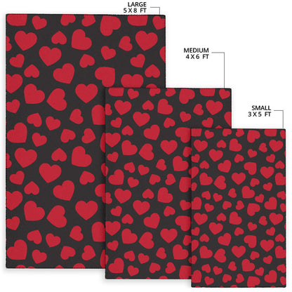 Heart Red Pattern Print Design HE01 Area Rugs