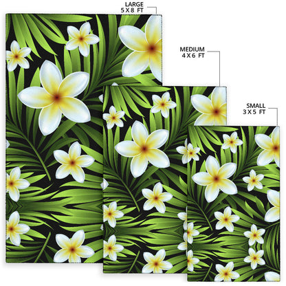 White Plumeria Pattern Print Design PM06 Area Rugs