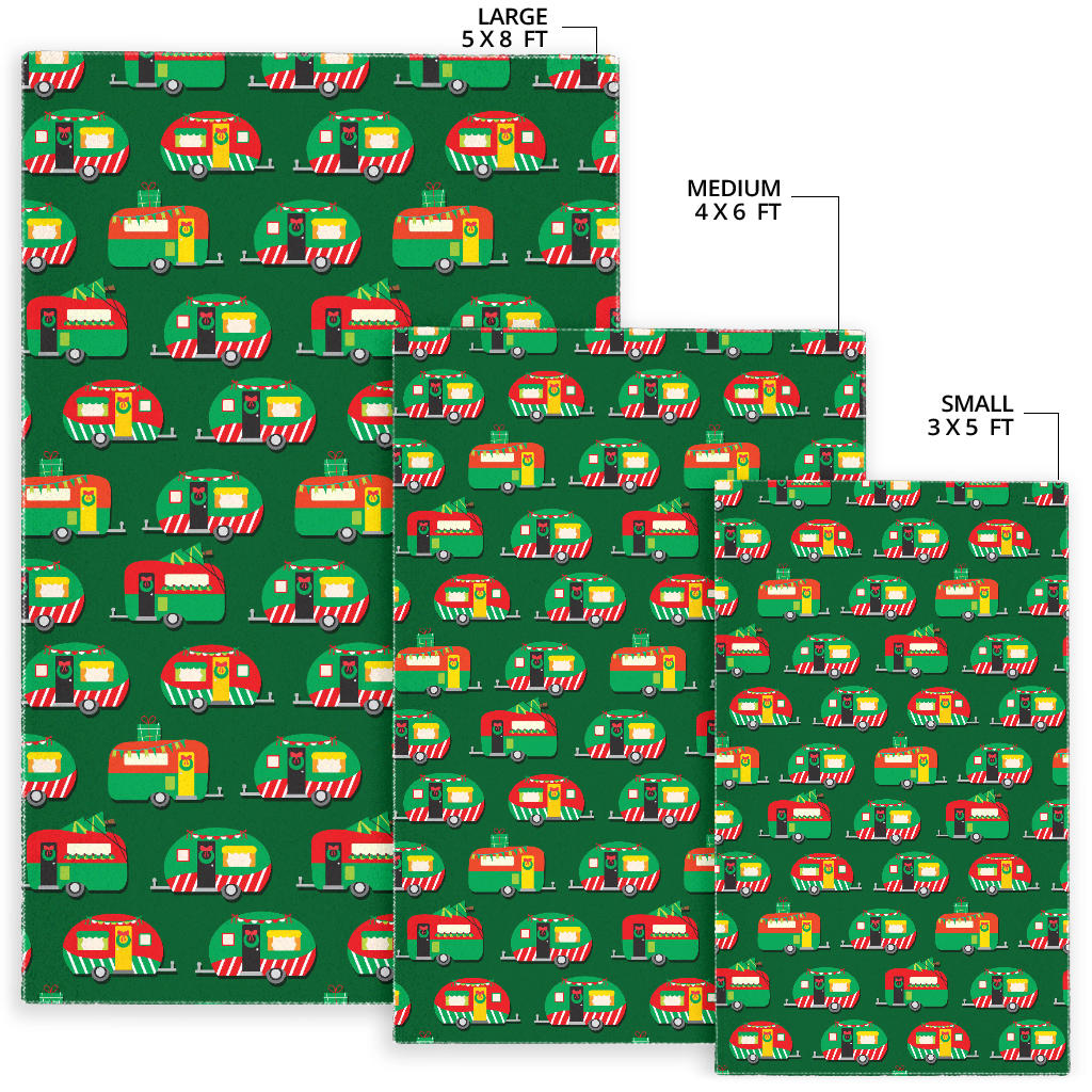 Camper Camping Christmas Themed Print Area Rugs