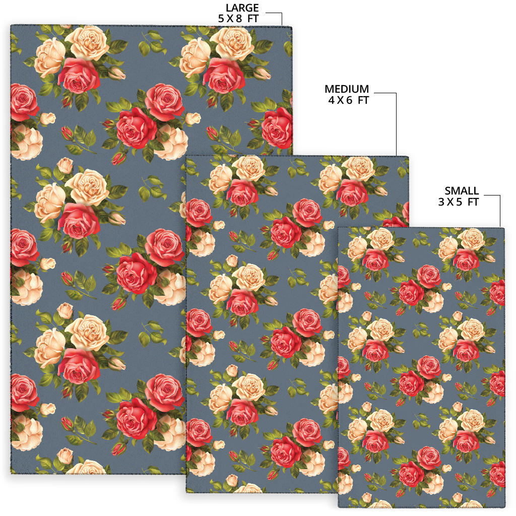 Rose Pattern Print Design RO017 Area Rugs