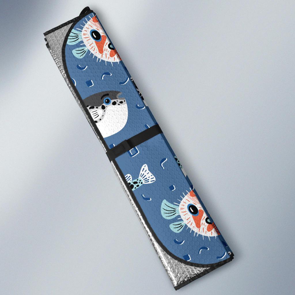 Fugu Pattern Print Design 02 Car Sun Shade-JORJUNE.COM