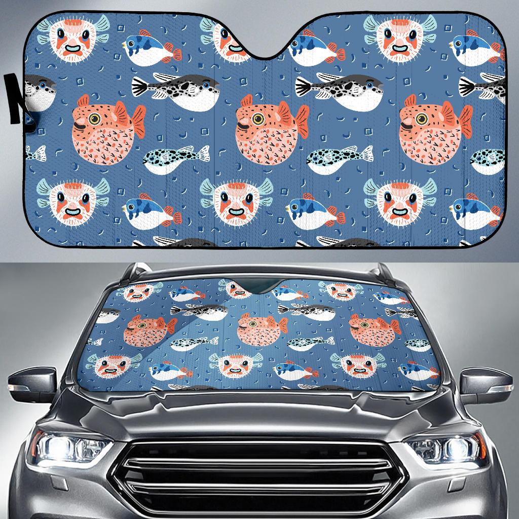 Fugu Pattern Print Design 02 Car Sun Shade-JORJUNE.COM