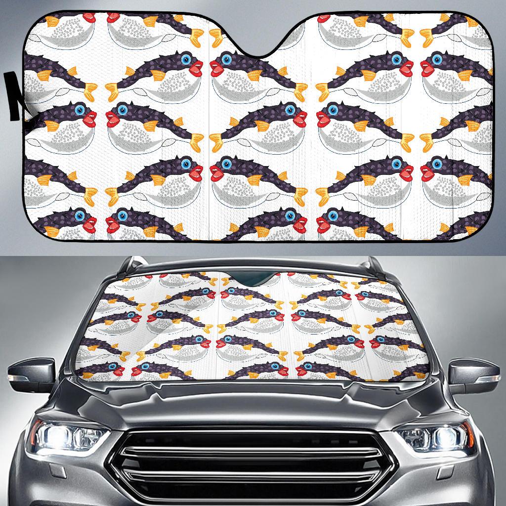 Fugu Pattern Print Design 03 Car Sun Shade-JORJUNE.COM