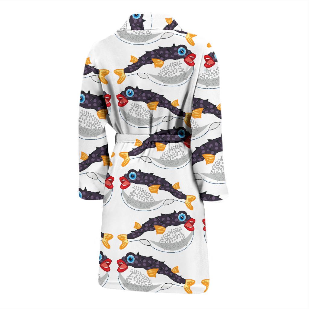Fugu Pattern Print Design 03 Men Bathrobe-JORJUNE.COM