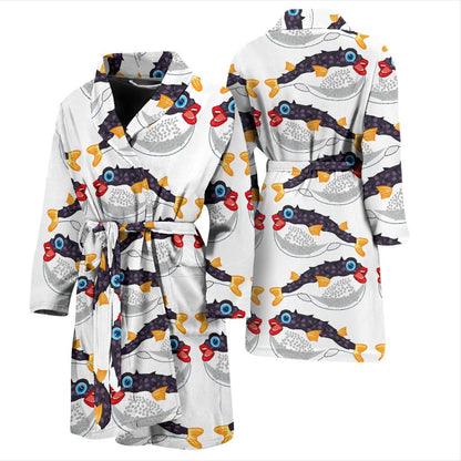 Fugu Pattern Print Design 03 Men Bathrobe-JORJUNE.COM