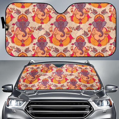 Ganesha Indian Pattern Print Design 02 Car Sun Shade-JORJUNE.COM