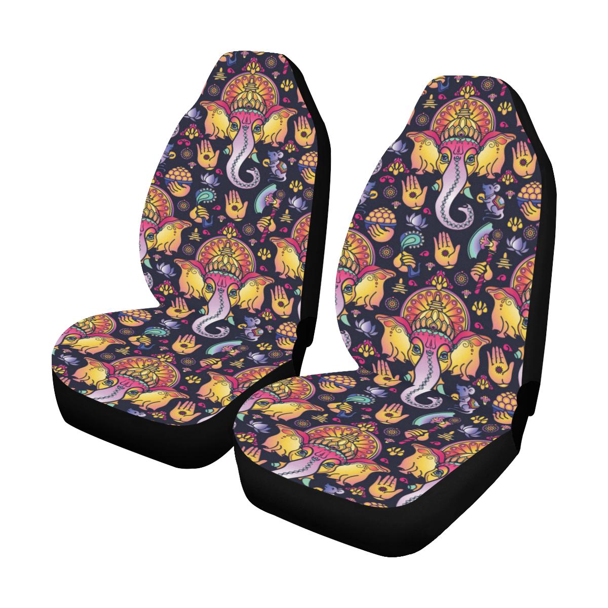 Ganesha Indian Pattern Print Design 03 Car Seat Covers (Set of 2)-JORJUNE.COM