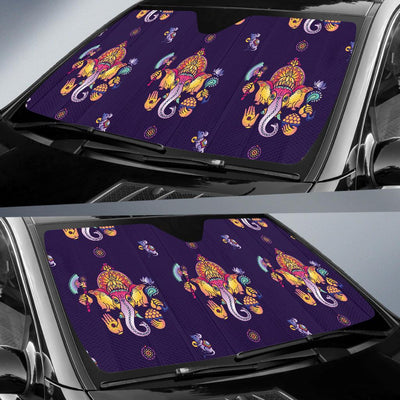 Ganesha Pattern Print Design 04 Car Sun Shade-JORJUNE.COM
