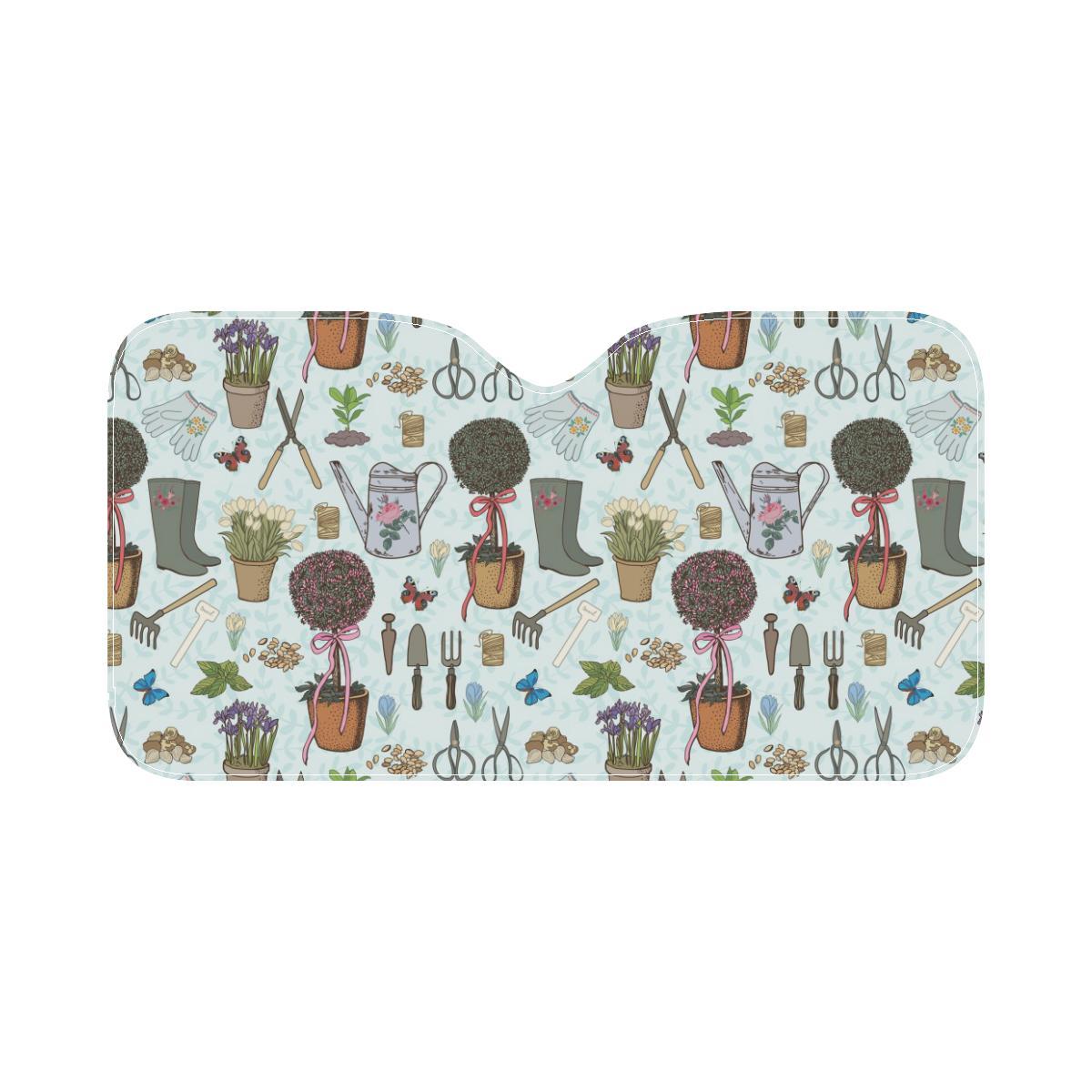 Gardening Pattern Print Design G01 Car Sun Shade-JorJune