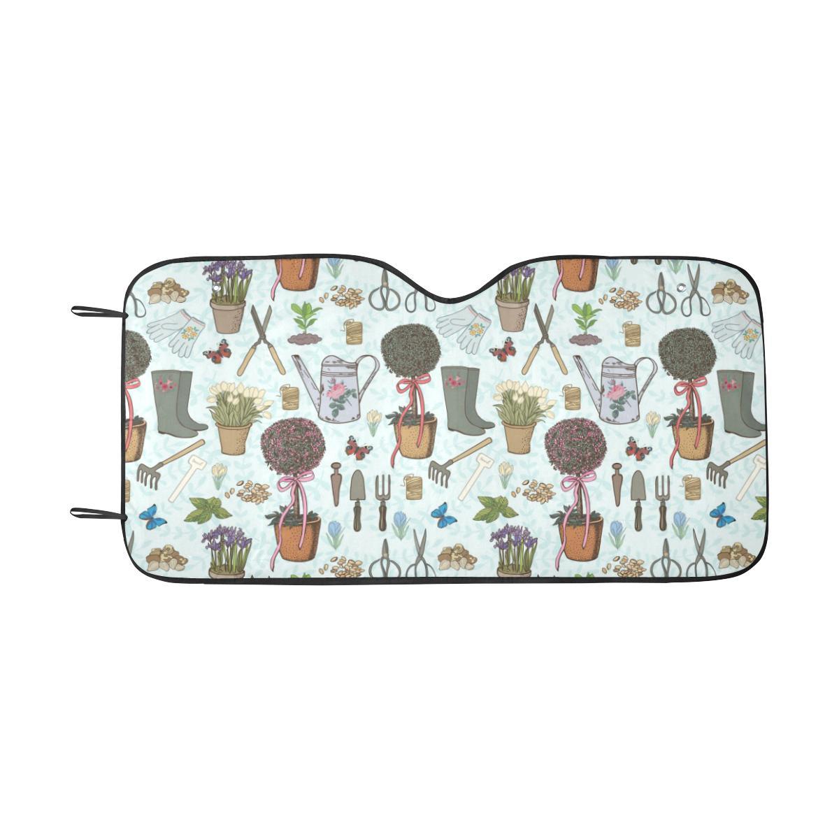 Gardening Pattern Print Design G01 Car Sun Shade-JorJune