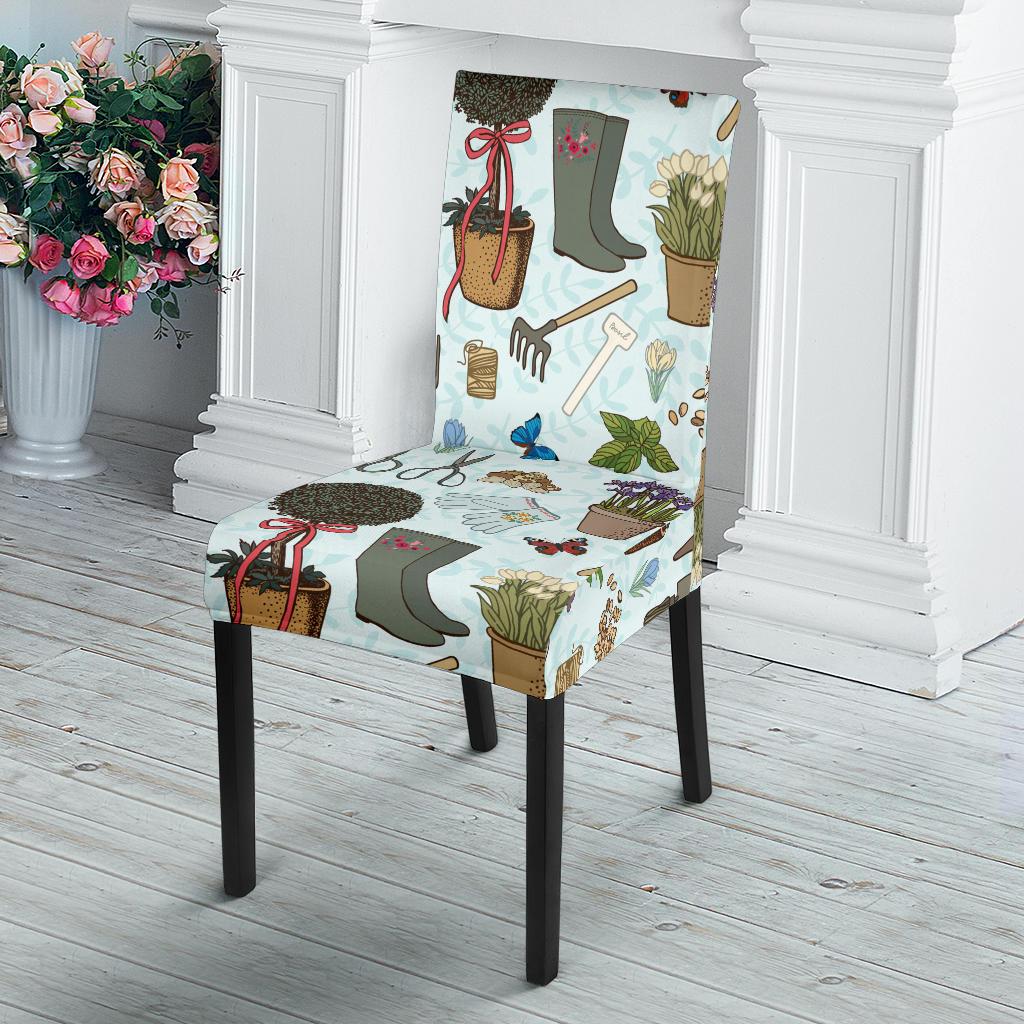 Gardening Pattern Print Design G01 Dining Chair Slipcover-JORJUNE.COM