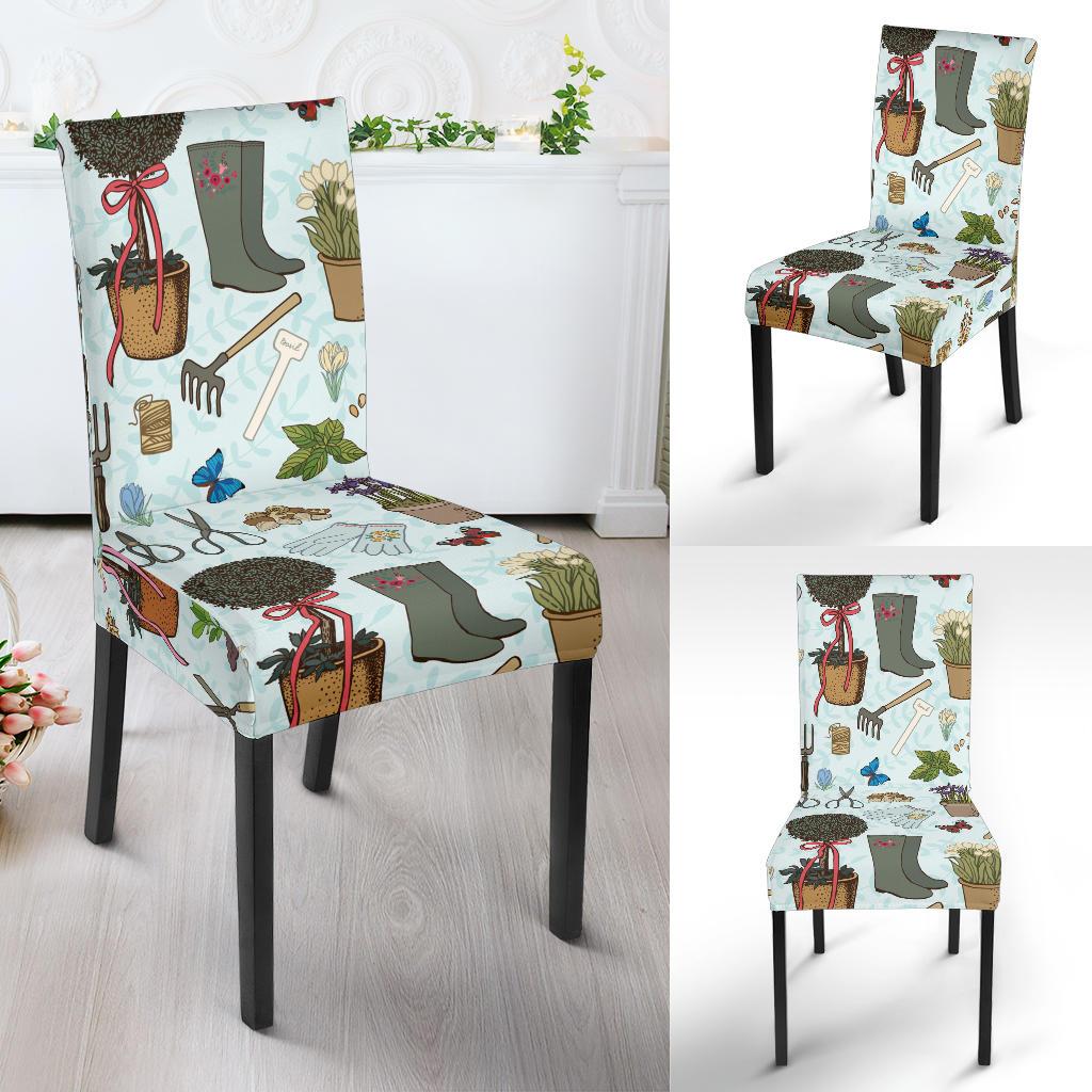 Gardening Pattern Print Design G01 Dining Chair Slipcover-JORJUNE.COM