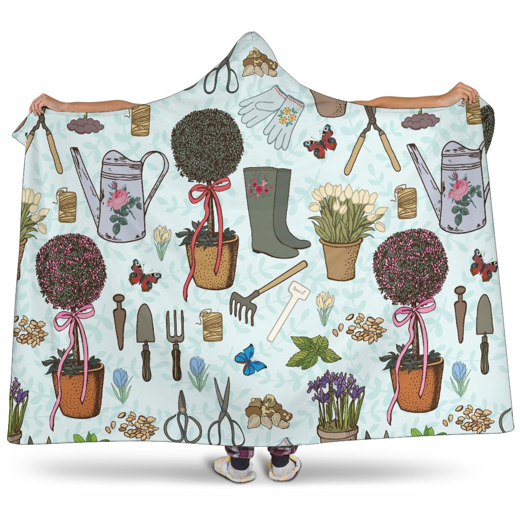 Gardening Pattern Print Design G01 Hooded Blanket-JORJUNE.COM