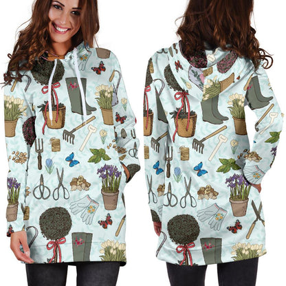 Gardening Pattern Print Design G01 Women Hoodie Dress