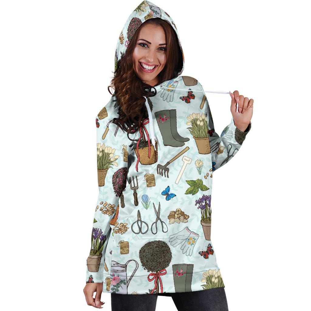 Gardening Pattern Print Design G01 Women Hoodie Dress