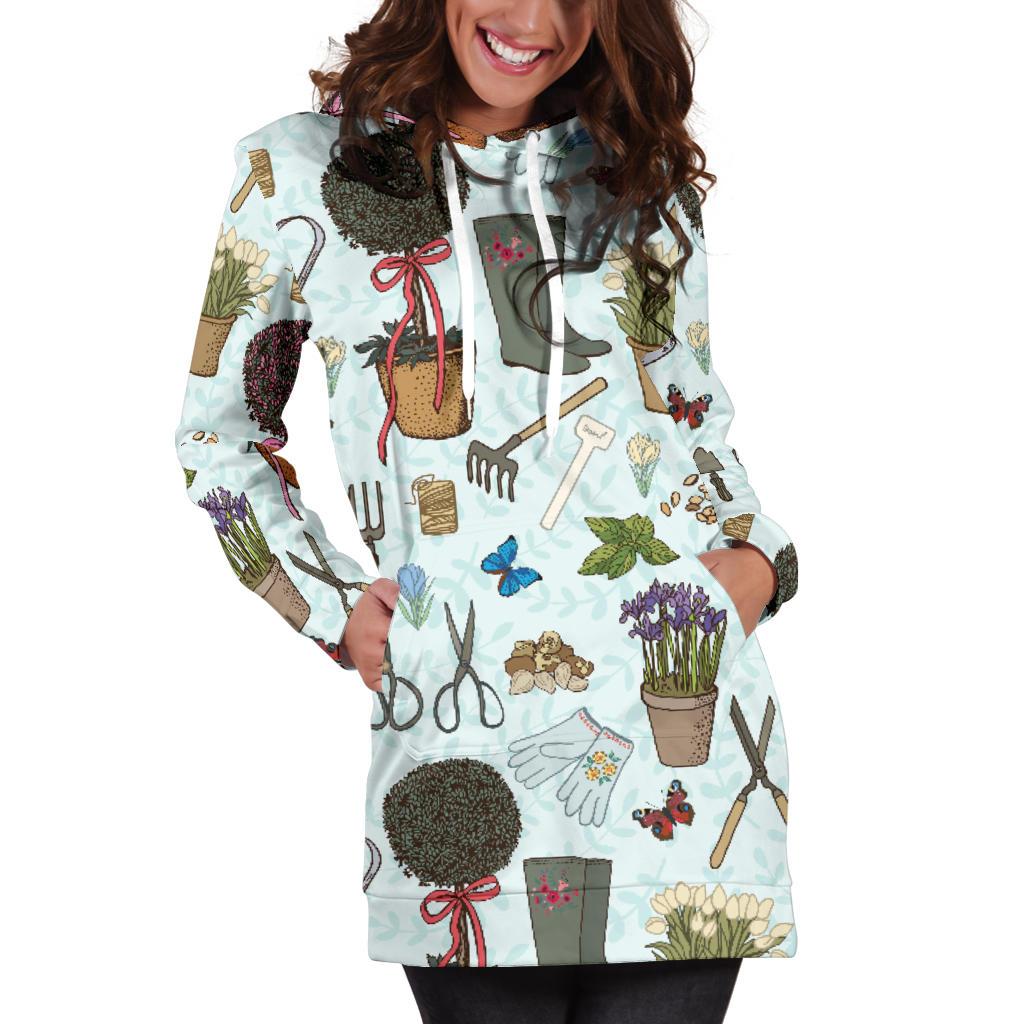 Gardening Pattern Print Design G01 Women Hoodie Dress