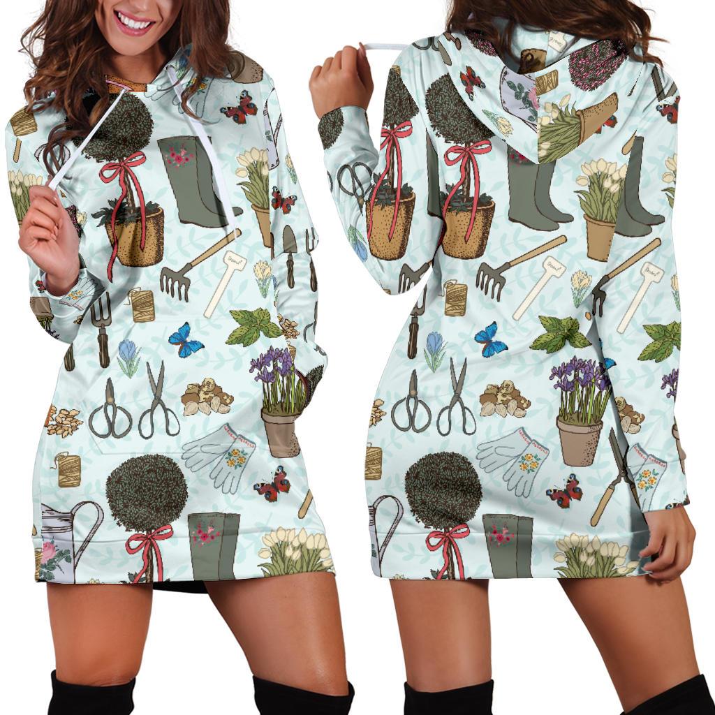 Gardening Pattern Print Design G01 Women Hoodie Dress