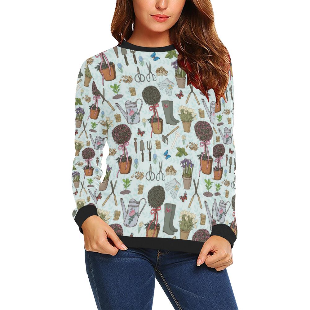 Gardening Pattern Print Design G01 Women Long Sleeve Sweatshirt-JorJune