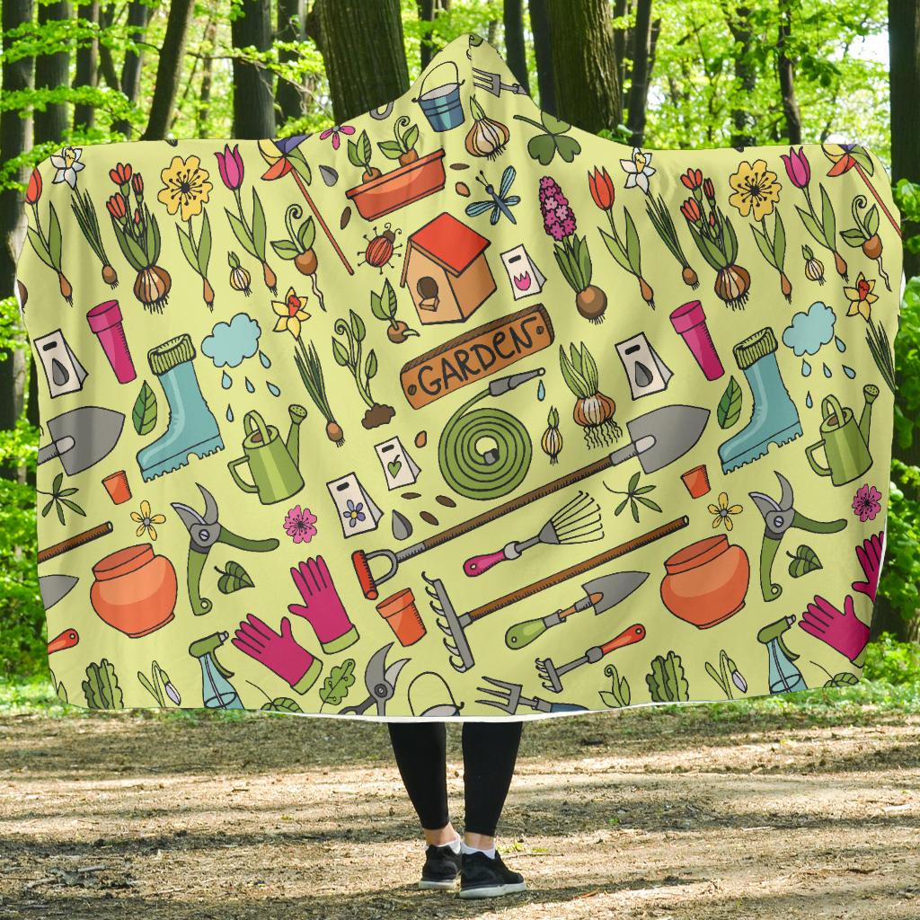 Gardening Pattern Print Design G02 Hooded Blanket-JORJUNE.COM