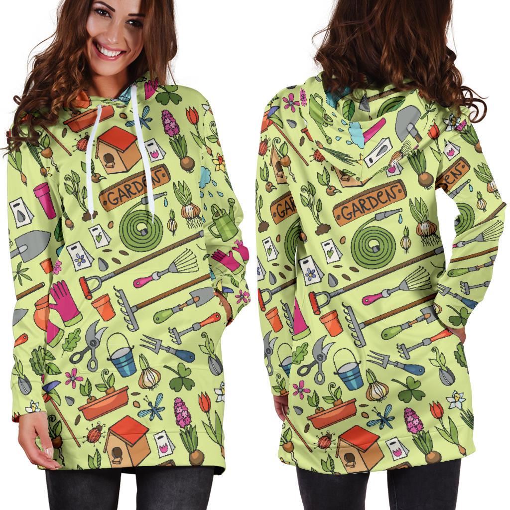 Gardening Pattern Print Design G02 Women Hoodie Dress