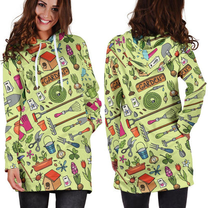 Gardening Pattern Print Design G02 Women Hoodie Dress