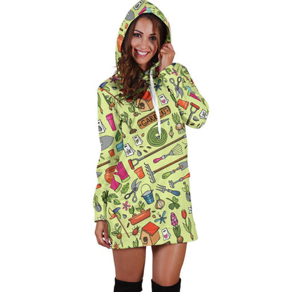 Gardening Pattern Print Design G02 Women Hoodie Dress