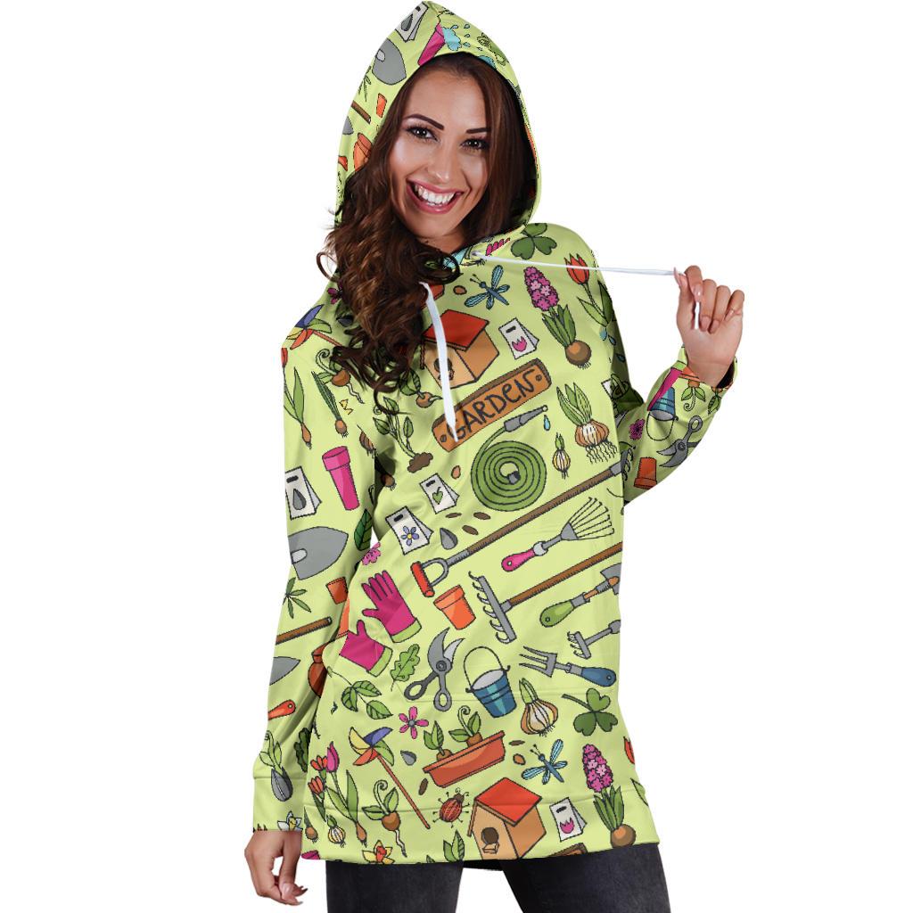 Gardening Pattern Print Design G02 Women Hoodie Dress