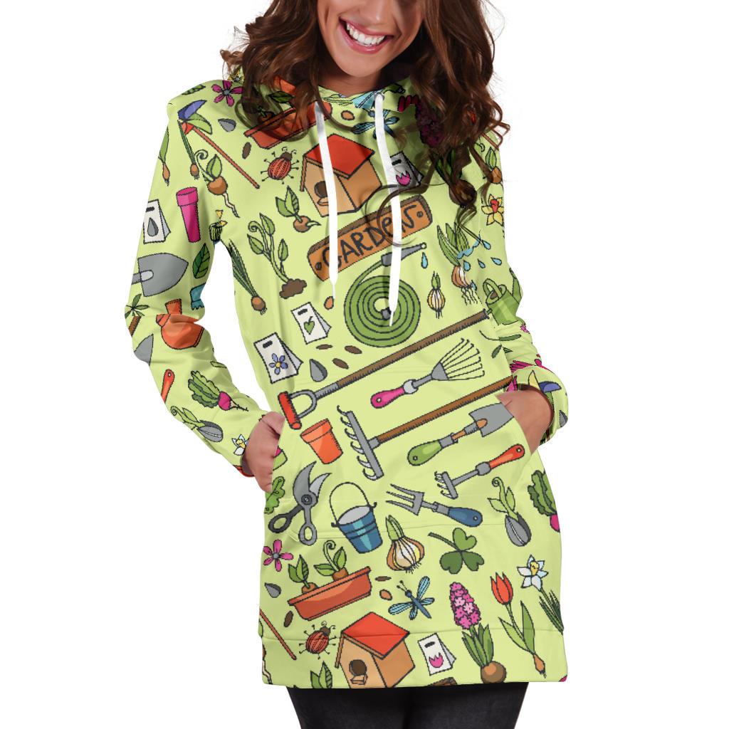 Gardening Pattern Print Design G02 Women Hoodie Dress