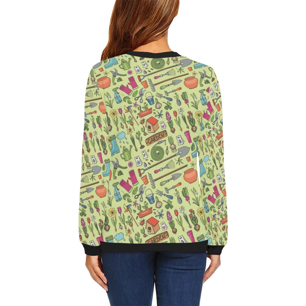 Gardening Pattern Print Design G02 Women Long Sleeve Sweatshirt-JorJune