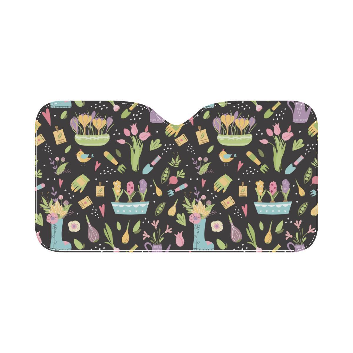 Gardening Pattern Print Design G03 Car Sun Shade-JorJune