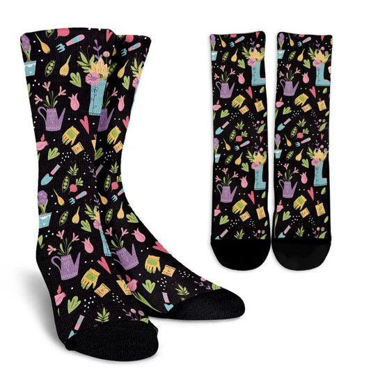 Gardening Pattern Print Design G03 Crew Socks-JORJUNE.COM