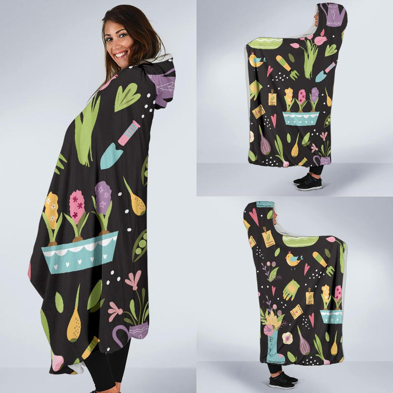 Gardening Pattern Print Design G03 Hooded Blanket-JORJUNE.COM