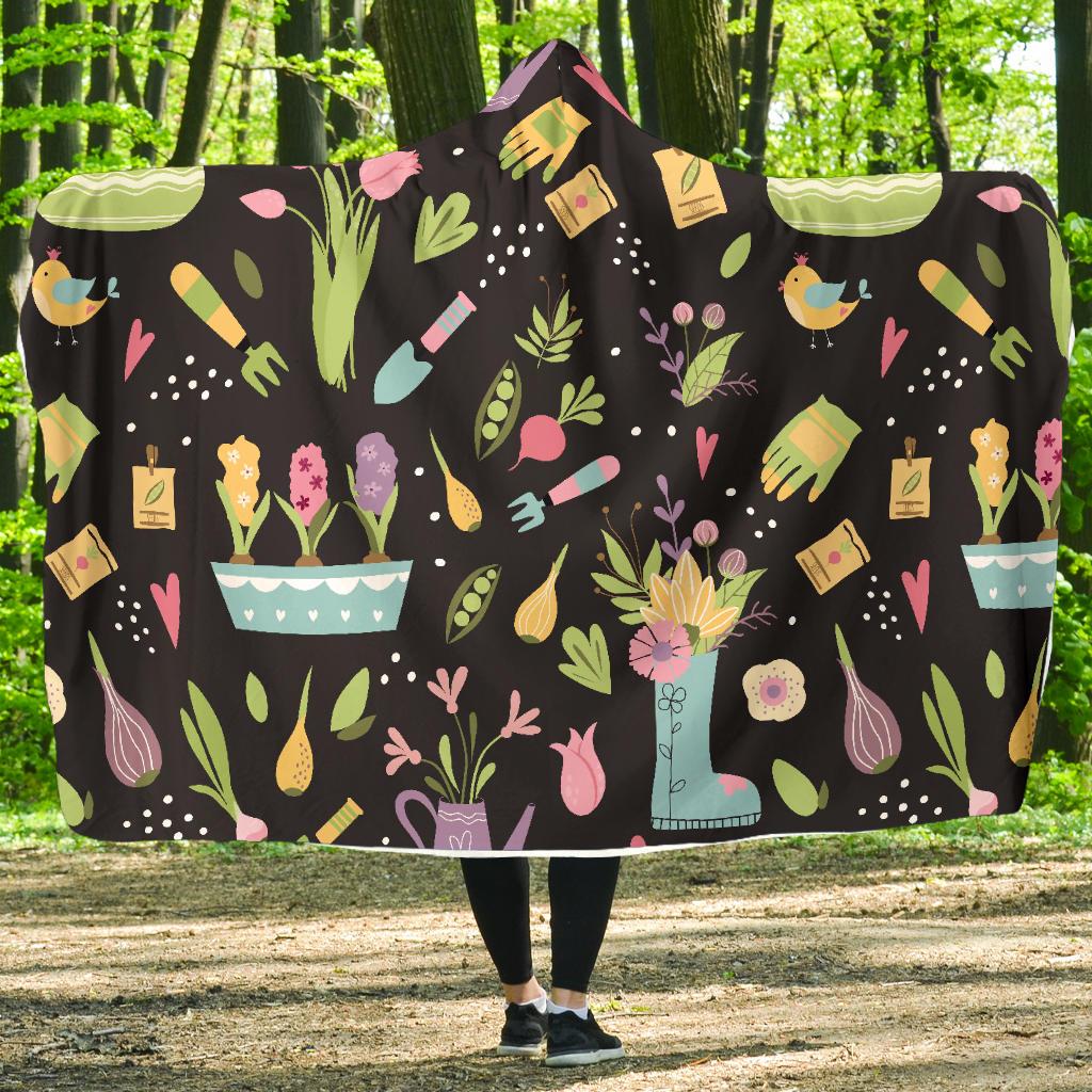 Gardening Pattern Print Design G03 Hooded Blanket-JORJUNE.COM