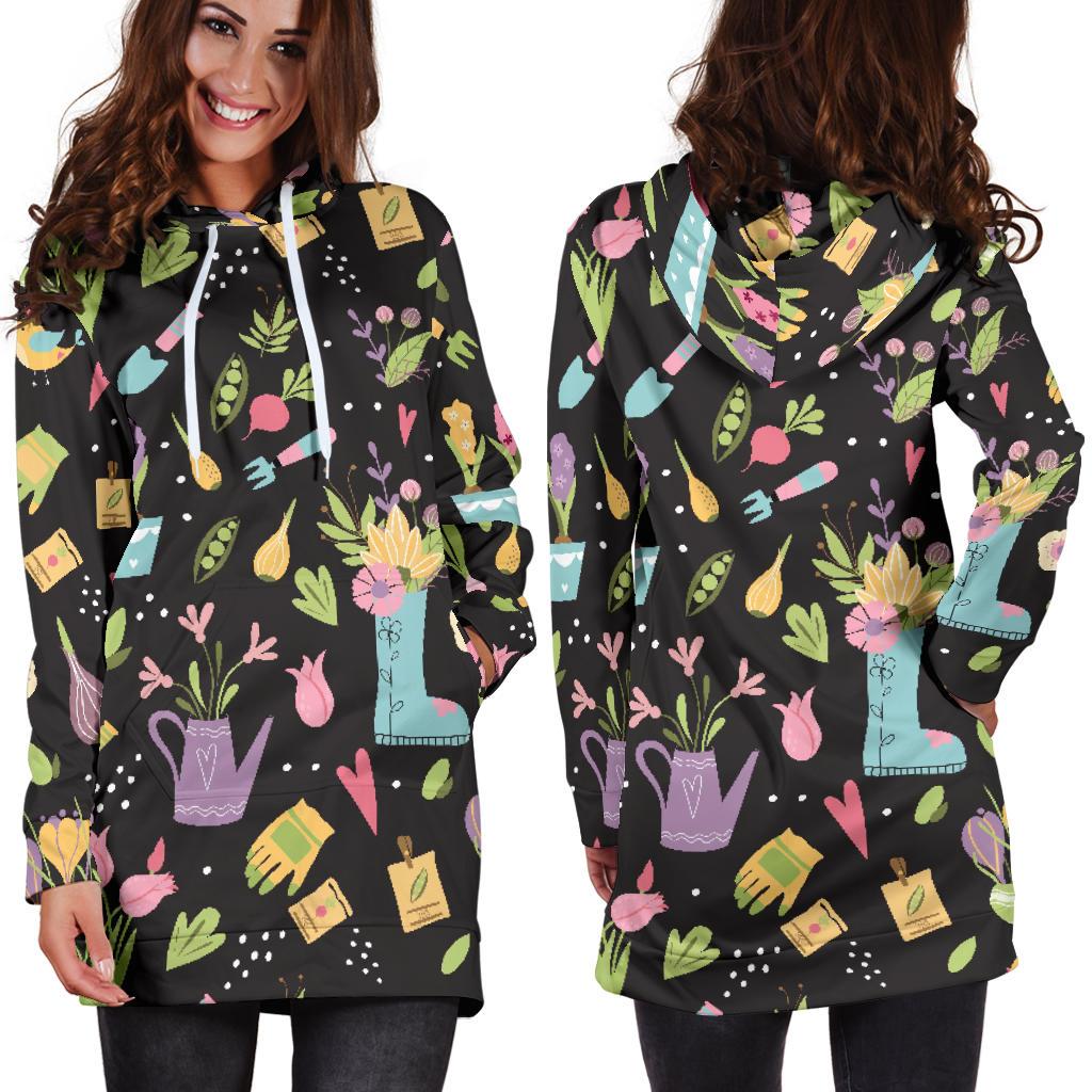 Gardening Pattern Print Design G03 Women Hoodie Dress