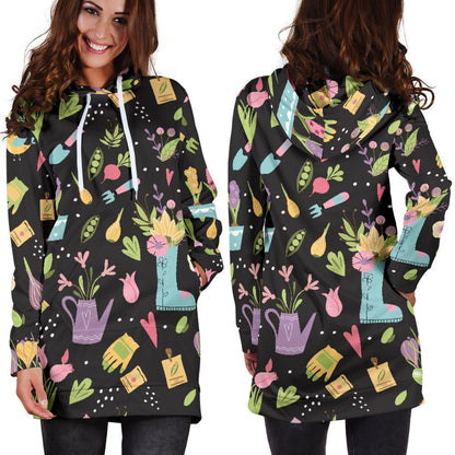 Gardening Pattern Print Design G03 Women Hoodie Dress