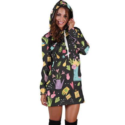 Gardening Pattern Print Design G03 Women Hoodie Dress