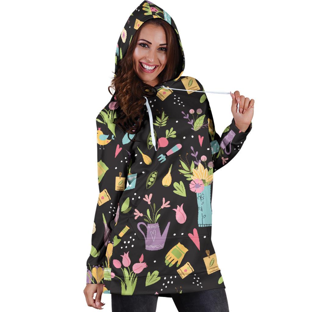 Gardening Pattern Print Design G03 Women Hoodie Dress