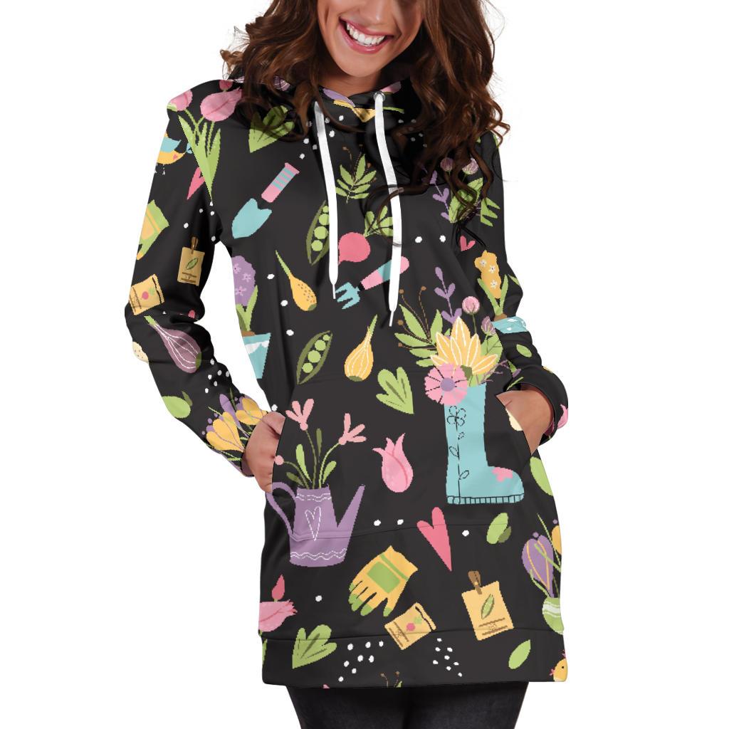 Gardening Pattern Print Design G03 Women Hoodie Dress