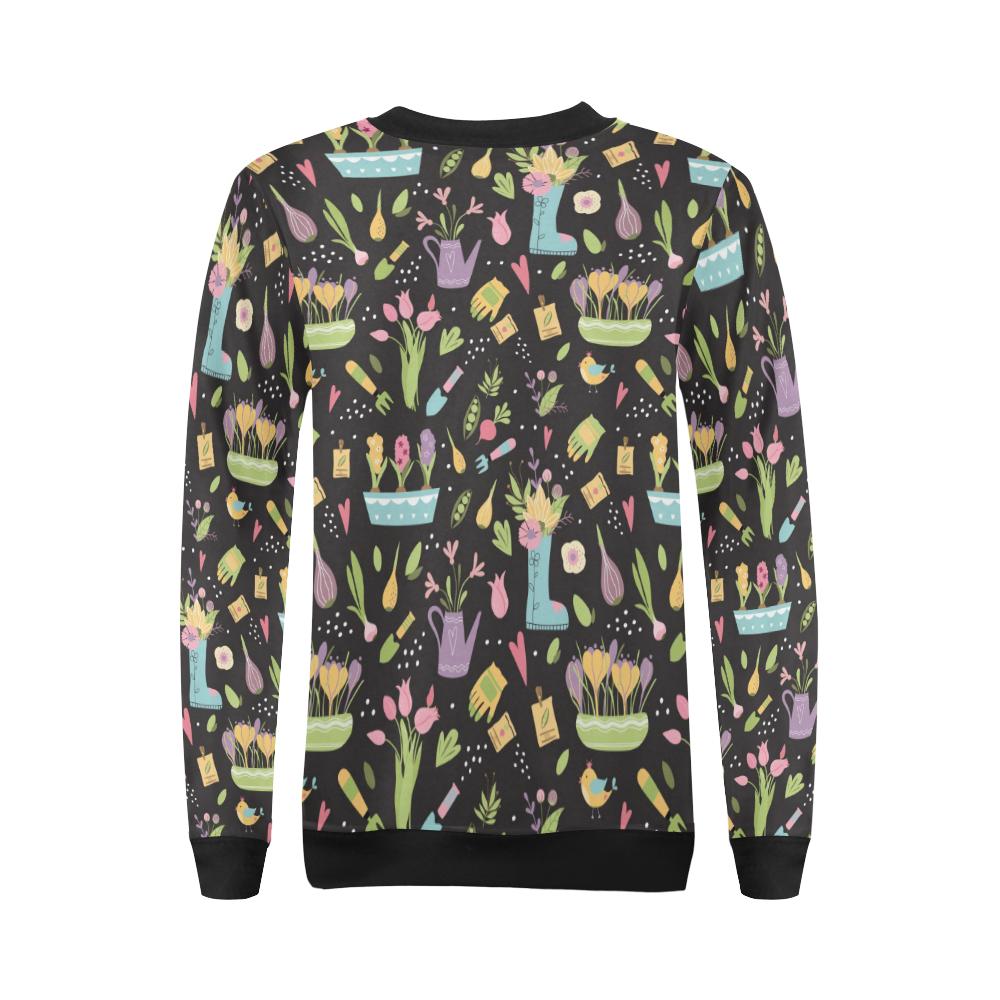 Gardening Pattern Print Design G03 Women Long Sleeve Sweatshirt-JorJune