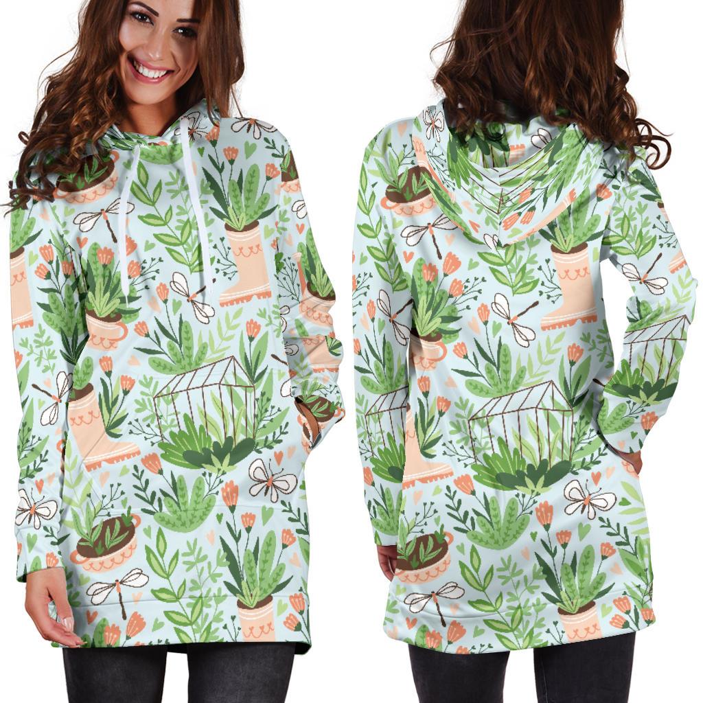 Gardening Pattern Print Design G04 Women Hoodie Dress