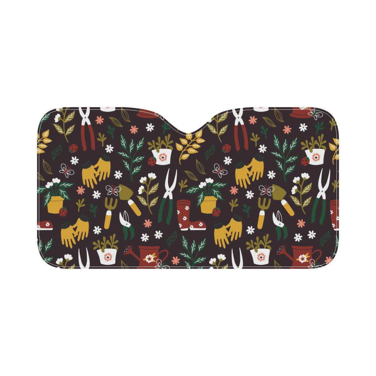 Gardening Pattern Print Design G05 Car Sun Shade-JorJune