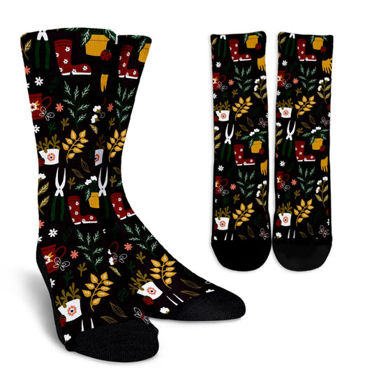 Gardening Pattern Print Design G05 Crew Socks-JORJUNE.COM