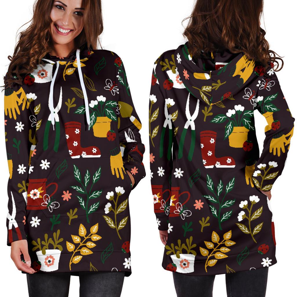 Gardening Pattern Print Design G05 Women Hoodie Dress